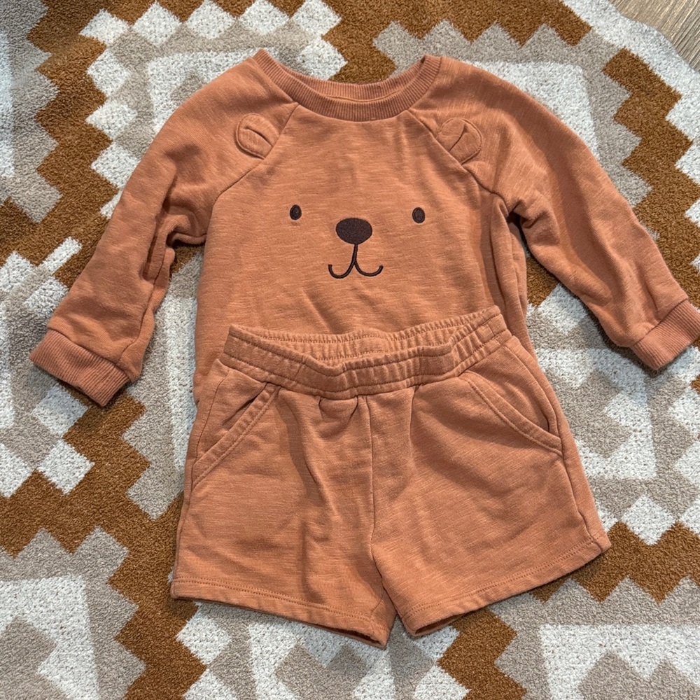 Cloud Island Rust Bear Kids Matching Set